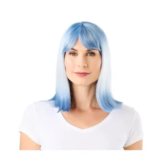 Longbob-Perücke "Sky", weiß/blau