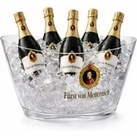 Fürst von Metternich Sektkühler Flaschenkühler transparent 40 cm mit Logo – Sekt- und Flaschenkühler