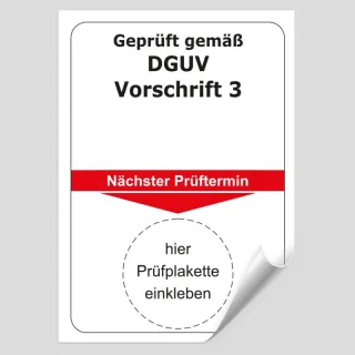 Grundplakette Geprüft gemäß DGUV Vorschrift 3