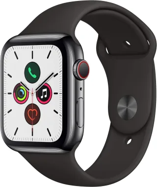 Apple Watch Series 5 [GPS + Cellular inkl. Sportarmband schwarz] 44mm Edelstahlgehäuse space schwarz