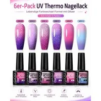 Sun Garden Nails Gel-Nagellack UV Thermo Gel Sparkle Bloom 6er-Set - UV Nail Polish Gel Lack, farbwechselnd, glitzernd