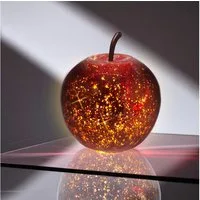 Spetebo LED Dekoobjekt, Ein-/Ausschalter, Timer, LED fest verbaut, warm weiß, Deko Frucht aus Crackle Glas beleuchtet Batterie betrieben