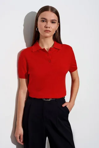 Damen-Polo-Kragen Button-Bluse