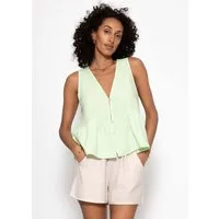 SASSYCLASSY Trägertop Musselin Top mit Volant für Damen