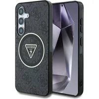 Guess Handyhülle 4G Glitter Triangle Magnetfunktion Kompatibel mit Samsung Galaxy S25, Kompatibel mit Samsung Galaxy S25, dezente Metallakzente