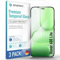 smartect Displayschutzglas 3X Schutzglas Panzerfolie Klar für Honor 600 Lite für Honor 600 Lite, Set, 3 Stück, 0.3 mm Ultra-klar, 9H Härte, Kratzfest, Stoßfest, Blasenfrei, Oleophob