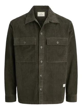JACK&JONES - JPRBLUWILL CORDUROY L/S OVERSHIRT SN black olive - Gr. - S