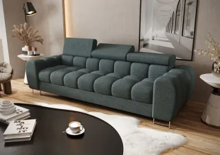 Sofa Designersofa BASTIEN 3-Sitzer in Stoff Aragon Türkis
