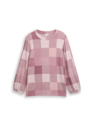 Tom Tailor - Plus Size - Langarmshirt mit Muster berry cosy check - Gr. - 50
