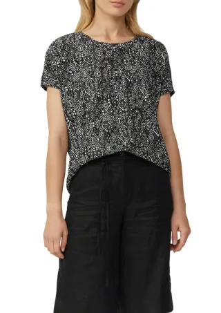 s.Oliver Red Label - Plissiertes T-Shirt im Relaxed Fit schwarz - Gr. - 34