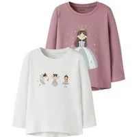 Name It T-Shirt NMFVIX 2P LS TOP (Packung, 2-tlg., 2er-Pack) Baumwollmischung, Druck