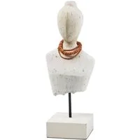Kobolo Dekoobjekt Dekofigur Holzfigur Büste LADY BUST, Holz Metall, Skulptur Dame (Stück, 1 St., Stück), 17x13x44 cm