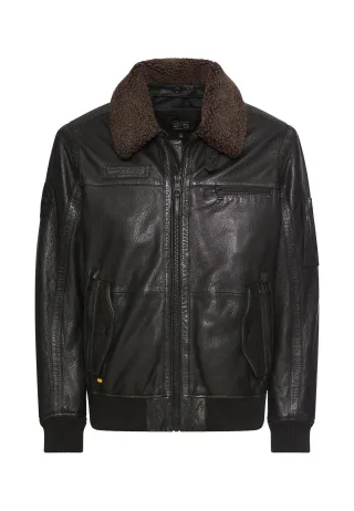camel active - Pilotenjacke im Wash Look mit abnehmbaren Teddykragen asphalt - Gr. - M