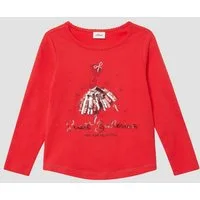 s.Oliver Langarmshirt T-Shirt Langarmshirt mit Pailletten und abgerundetem Saum