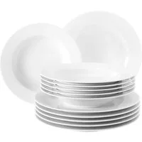 Seltmann Weiden Tafelservice Geschirr-Set Rondo (12-tlg), 6 Personen, Porzellan, Teller Set, Suppenteller, Made in Germany, 12 Teile, für 6 Personen