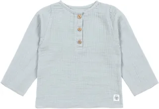 Lässig Musselin Langarmshirt GOTS powder blue Gr. 74/80