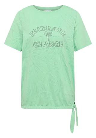 CECIL - Shirt im Ausbrenner-Look mit Wording juicy lime - Gr. - L
