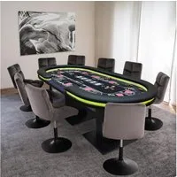 HOME DELUXE Spieltisch LED Pokertisch inkl. Pokerkoffer und Stühle STRAIGHT FLUSH, (1-tlg), 213 x 106 x 78 cm - für 9 Personen, inkl. Getränkehalter & Chiptray
