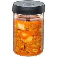 GEFU Fermentationsglas NATIVO, Borosilikatglas, Glas, Kunststoff, Silikon, (Set, 3-tlg., Glasbehälter, Deckel mit Ventil, Beschwerungsgewicht), Innovatives Ferment Vent System für optimalen Gärprozess.