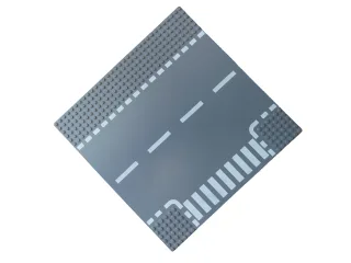 1x Lego Straßenplatte T-Kreuzung mit Zebrastreifen [94g 25.5x25.5x0.3cm 32x32 Noppen] grau