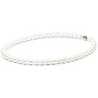 Gaura Pearls Perlenkette weiß, klassisch, 50 cm, echte Süßwasserzuchtperlen, 585 Weiß/Gelbgold