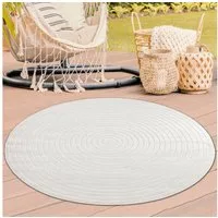 TeppichHome24 Outdoorteppich Waschbarer In- & Outdoor Teppich, Rund in creme, rund, Höhe: 5 mm