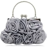 Zaewry Abendtasche Damen Abend-Clutch mit Blumenmuster aus Satin, Handtasche, mit abnehmbarem Schulterriemen für Hochzeit, Party und Abiball