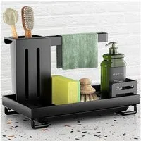 TUWENA Zubehöraufbewahrungsständer Spülbecken küchenSpüle Sink Organizer, Lappenhalter mit Abfluss Pfanne