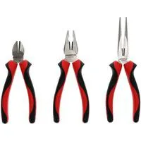 red Zangen-Satz 2K-Griff, 3-teilig, Zangen-Set rot/schwarz
