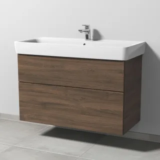Sanipa 3way Waschtischunterbau zu Geberit Renova Plan Waschtisch mit 2 Auszügen, Eiche-Arizona SM88180