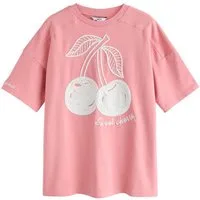Next T-Shirt Strukturiertes Kurzarm-T-Shirt mit Grafik, Kirsche (1-tlg)