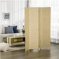 HOMCOM Paravent Trennwand aus Wellenfaser (Set, 1 St., Sichtschutz), Faltbar, 4 Paneele, 160x170 cm