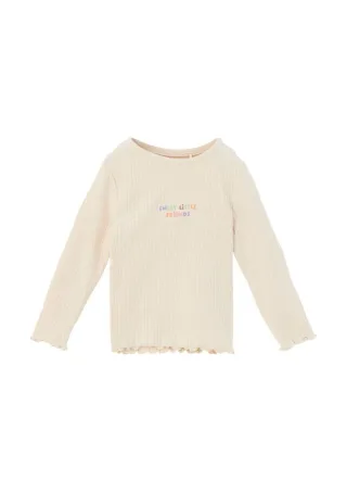 s.Oliver Red Label - Langarmshirt mit Schriftstickerei beige - Gr. - 74