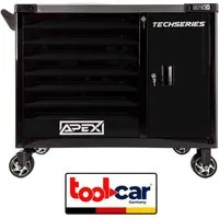 Toolcar Werkzeugwagen Werkstattwagen 7 Schubladen -7 befüllt/bestückt/gefüllt mit Werkzeug, abschließbar, kugelgelagerte Rollen, Chrom-Vanadium-Stahl, stabil, max. Traglast:35 kg, 350-tlg. Werkzeugset, (Soft-Close, kugelgelagert, Zentralverriegelung,