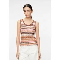 comma Rundhalspullover Strickpullunder Streifentop aus Ajourstrick
