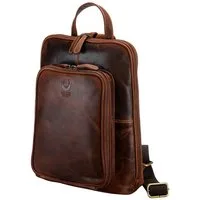 Corno d´Oro Cityrucksack Premium Rucksack Damen Echt Leder mittelgroß Vintage Braun, Handgefertigt, für 14 Zoll Laptop, mit Organizer Fronzfach