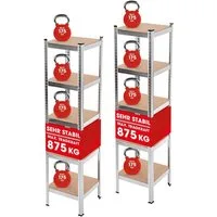 EASYmaxx Schwerlastregal 180x40x40 cm, 875 kg Traglast, 175 kg pro Ebene, 2-tlg., Kellerregal Lagerregal, 5 verstellbare Ablagen