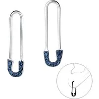 ALEXANDER YORK Paar Creolen SICHERHEITSNADEL Kristall montana, 2-tlg., 925 Sterling Silber