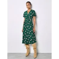 Apricot Druckkleid Midi-Kleid mit Blumenprint
