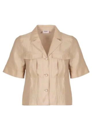 Freebird - Kurzarmbluse mit Reverskragen beige - Gr. - XL