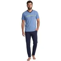 Normann Pyjama Herren Schlafanzug Triset (3-er Set): lange + kurze Hose + Oberteil