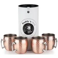 Buddy's Becher Buddy´s Bar, 4-tlg., Edelstahl, Moscow Mule Becher, 500 ml, hochwert. Edelstahl, Hammerschlag-Effekt
