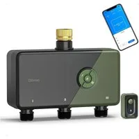 Diivoo Bewässerungssystem Bewässerungscomputer 4 Ausgänge WLAN mit Messingeinlass mit WLAN, APP