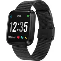 novasmart Fitness-Tracker runR III Smartwatch FitnessTracker HD-Bildschirm Sportuhr Android, iOS, mit schwarzem Edelstahl-Armband