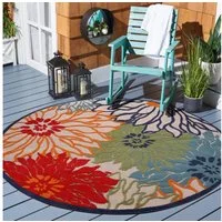 Sanat Teppich Floral 2 Outdoor, rund, Höhe: 6 mm, In- und Outdoor geeignet, florales Design, Balkon, Terasse
