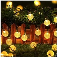 FIVMEN LED-Lichterkette Kugel Warmweiß Kristall Kugeln Lichterkette, 8 Modi Lichterkette für Garten, Terrasse, Party, Balkon Deko