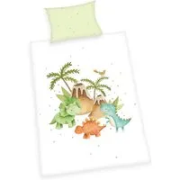 Herding Babybettwäsche Dinos Bettwäsche Made in Green 100 x 135 cm, Baumolle, 2 teilig, baby bettwäsche babybettwäsche 100x135