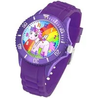 Taffstyle Quarzuhr Kinder Armbanduhr Silikon Einhorn Analog Uhr Bunt, Mädchen Sportuhr Bunte Kinderuhr Lernuhr Regenbogen Silikonuhr