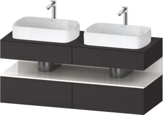 Duravit Qatego Konsolenwaschtischunterbau wandhängend Graphit Supermatt 1400x550x600 mm - QA47670228 QA4767022800010