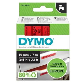 Dymo D1 Schriftband 19 mm x 7 m schwarz auf rot